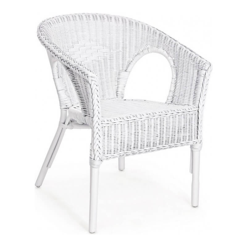 Fauteuil Alliss en rotin blanc - Dimensions : 58x61x74 cm