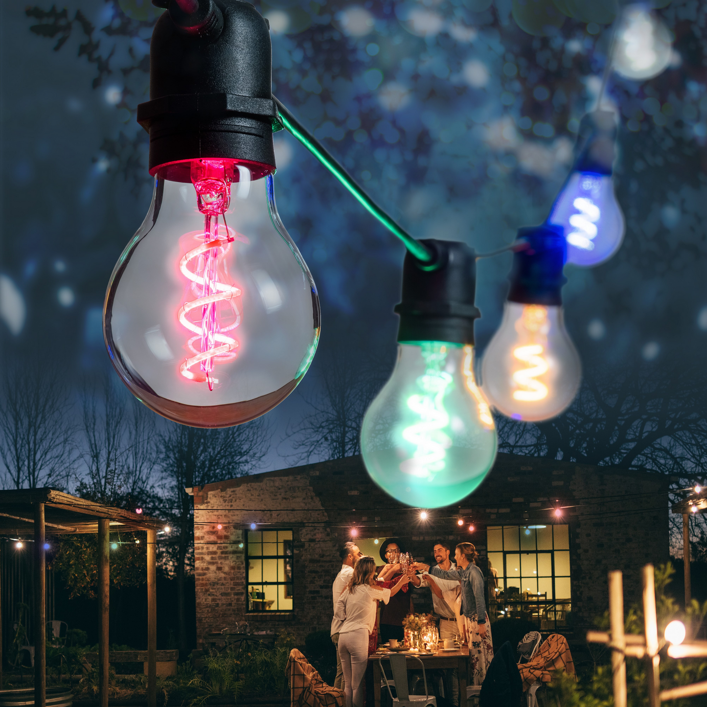 Lumière de fête 36V 10 A60 E27 Filament en spirale LED 4+5m Lumières de Noël