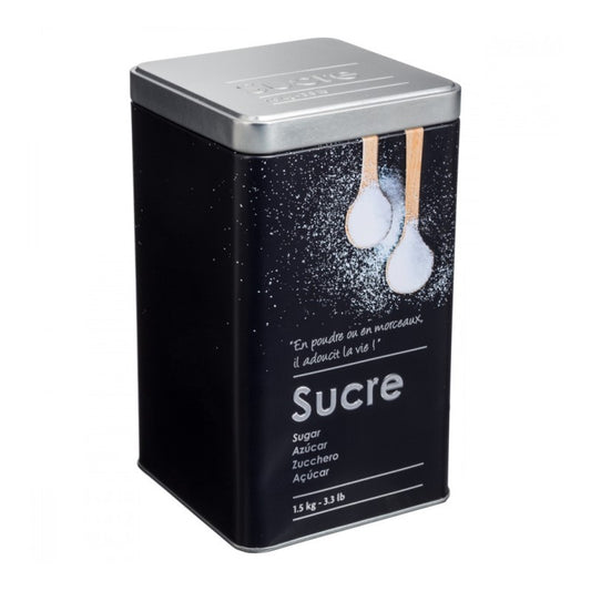 Récipient de cuisine en fer noir pour sucre 1,5kg 10,8x10,8x h18,4 cm