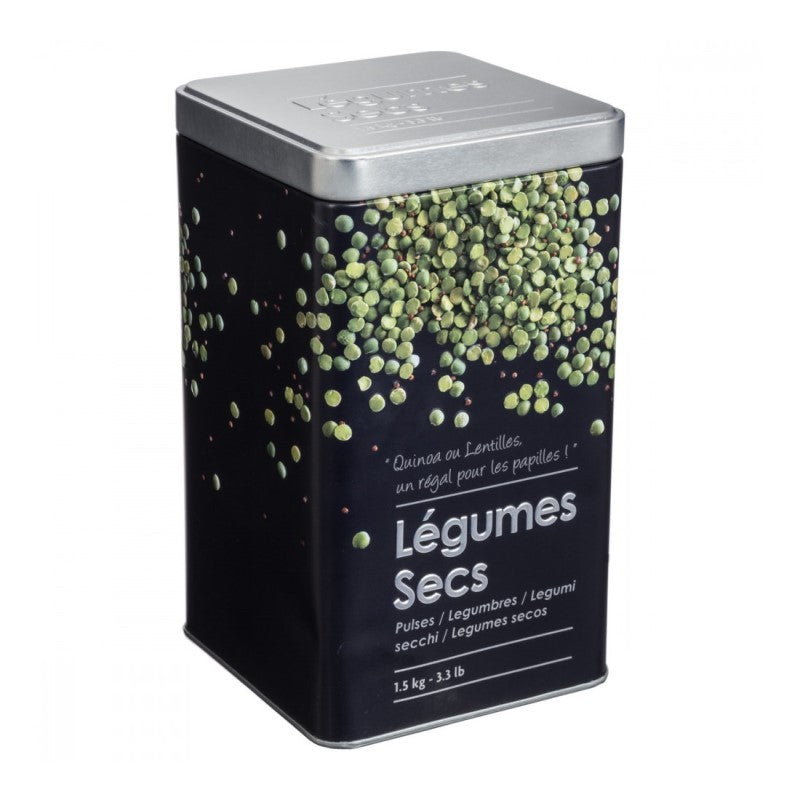 Récipient de cuisine en fer noir pour légumineuses 1,5kg 10,8x10,8x h18,4 cm