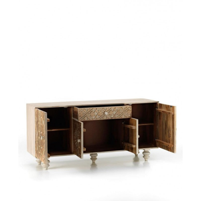 Buffet 4 portes 1 tiroir en manguier marron 47x 160x h. 75 cm