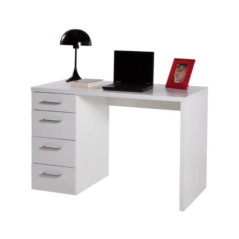 Bureau pour chambre avec commode blanche 110 x 60 cm