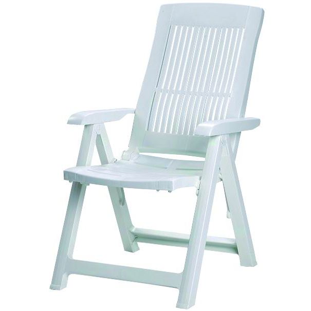 Fauteuil pliant en polypropylène blanc Tampa - Idéal pour l'intérieur et l'extérieur - Dimensions 60P x 61L x 109H cm