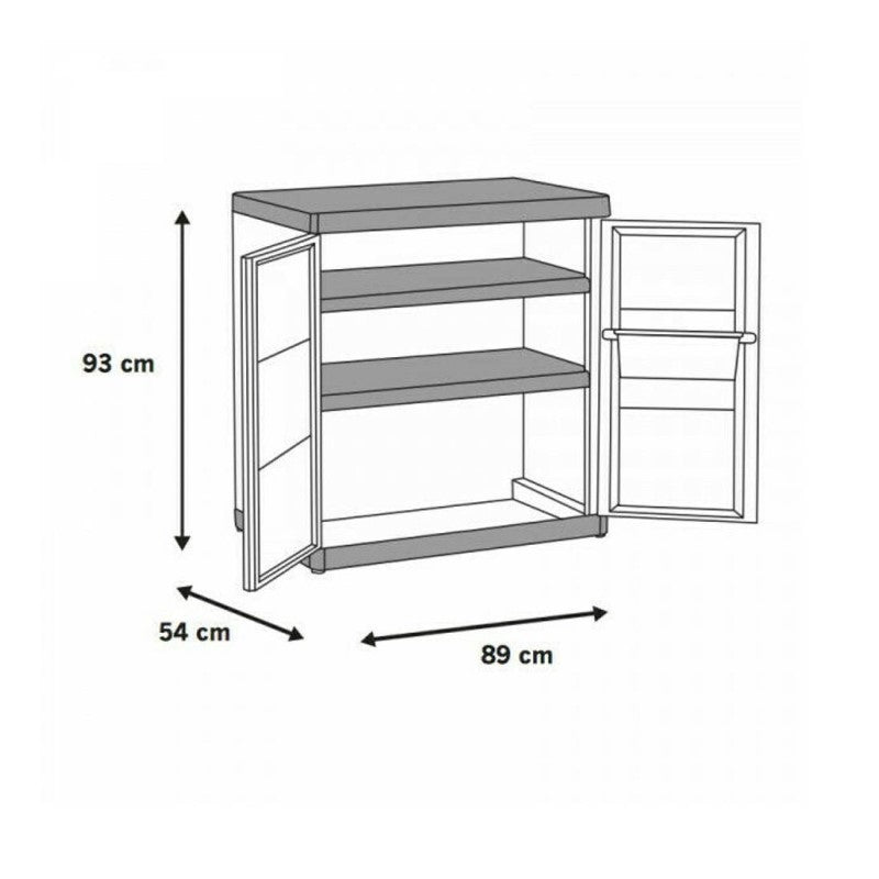 Armoire basse polyvalente avec deux portes et deux étagères Beige EXCELLENCE 89x54x h93 cm