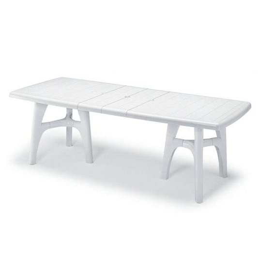 Table de jardin extensible President tris en résine 170 195 220x95 blanc