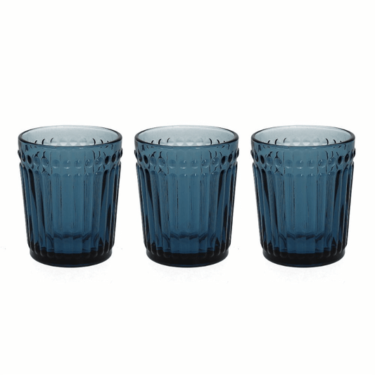 Coffret de 3 verres Dorico 300 cc en verre bleu