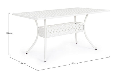 Table d'extérieur rectangulaire blanche 90x160 cm