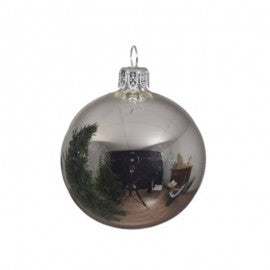 Boule de Noël en verre argenté brillant 15 cm