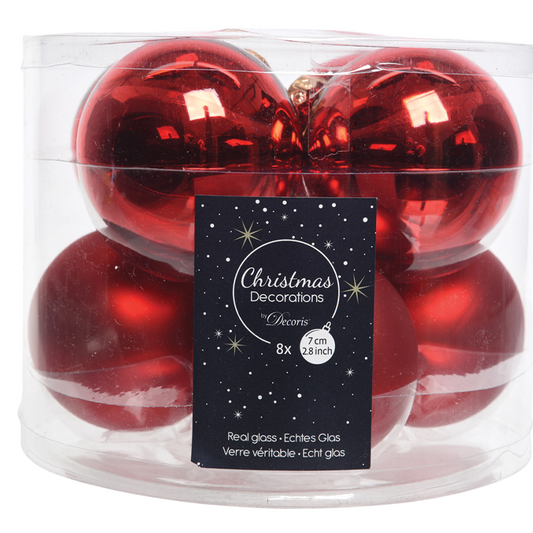 Tube de boules de Noël rouges Ø7 cm