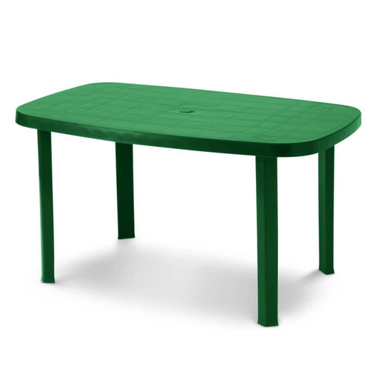 Table de jardin ovale en résine Otello verte 140x80x72 centimètres