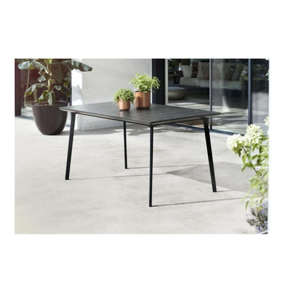 Table de jardin d'extérieur en résine plastique graphite rectangulaire 146x87x75h cm