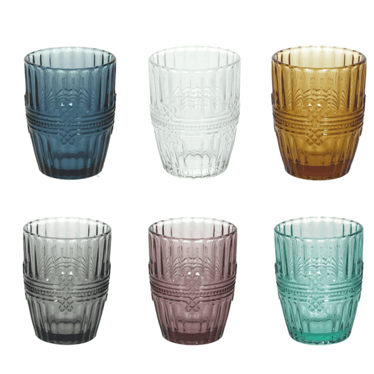 Set de 6 verres 280 cc en verre multicolore