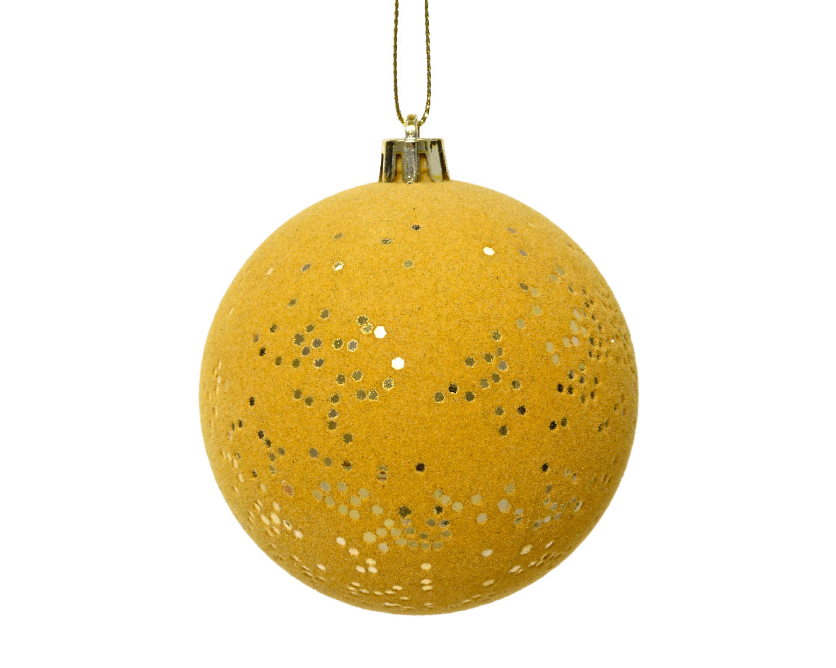 Boule de Noël Ballon anti-rayures en fausse fourrure avec paillettes assorties à la couleur du chapeau or clair L 8cm x P 8cm x H 8cm x ø 8cm