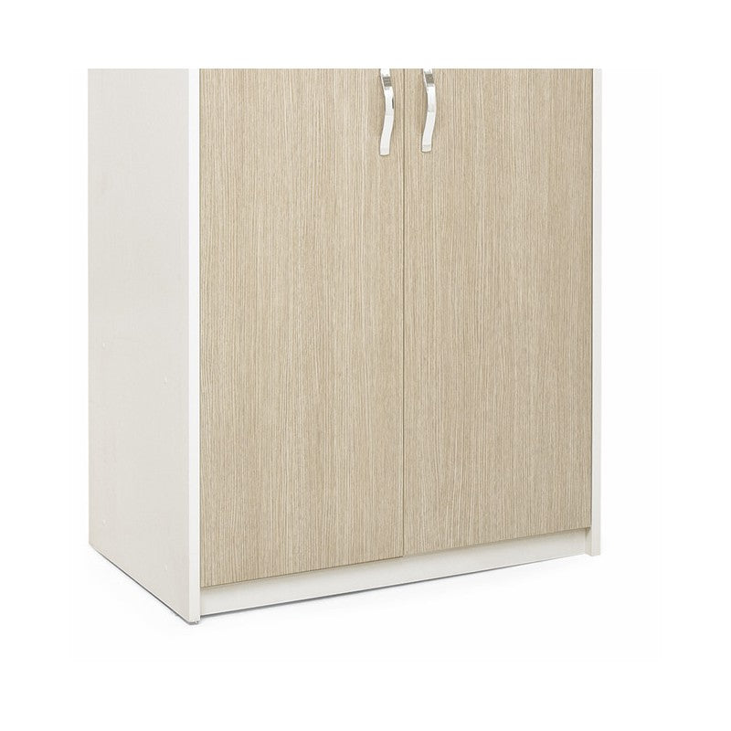 Armoire 2 portes, caisson blanc et façade couleur orme, 91x52xH 210 cm