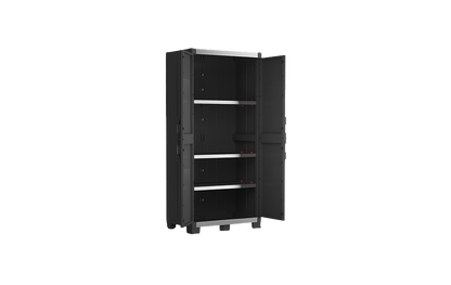 Armoire haute en plastique avec 4 étagères renforcées 88x45x181H cm. noir GarageXL