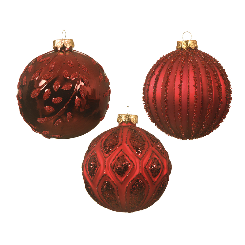 Boule de Noël Boule rouge assortie Ø10cm