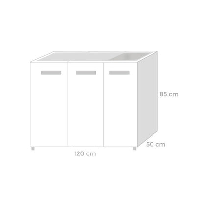 Sottolavello cucina Bianco 3 ante reversibile 120x50xH 85