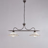 Lampadario nero ruggine, ceramica bianco marrone, 2 luci, L.83x30 cm