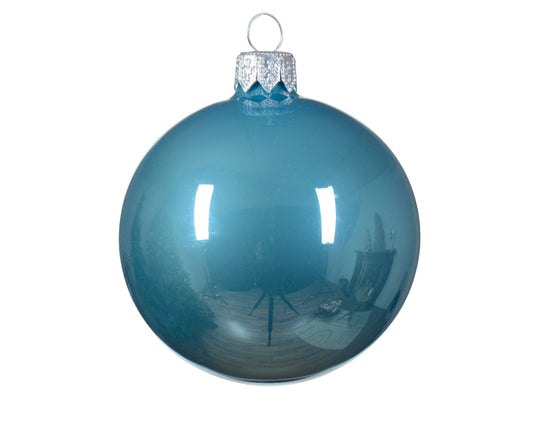 Boule de Noël en verre émaillé sucre bleu bijoux ø 8cm