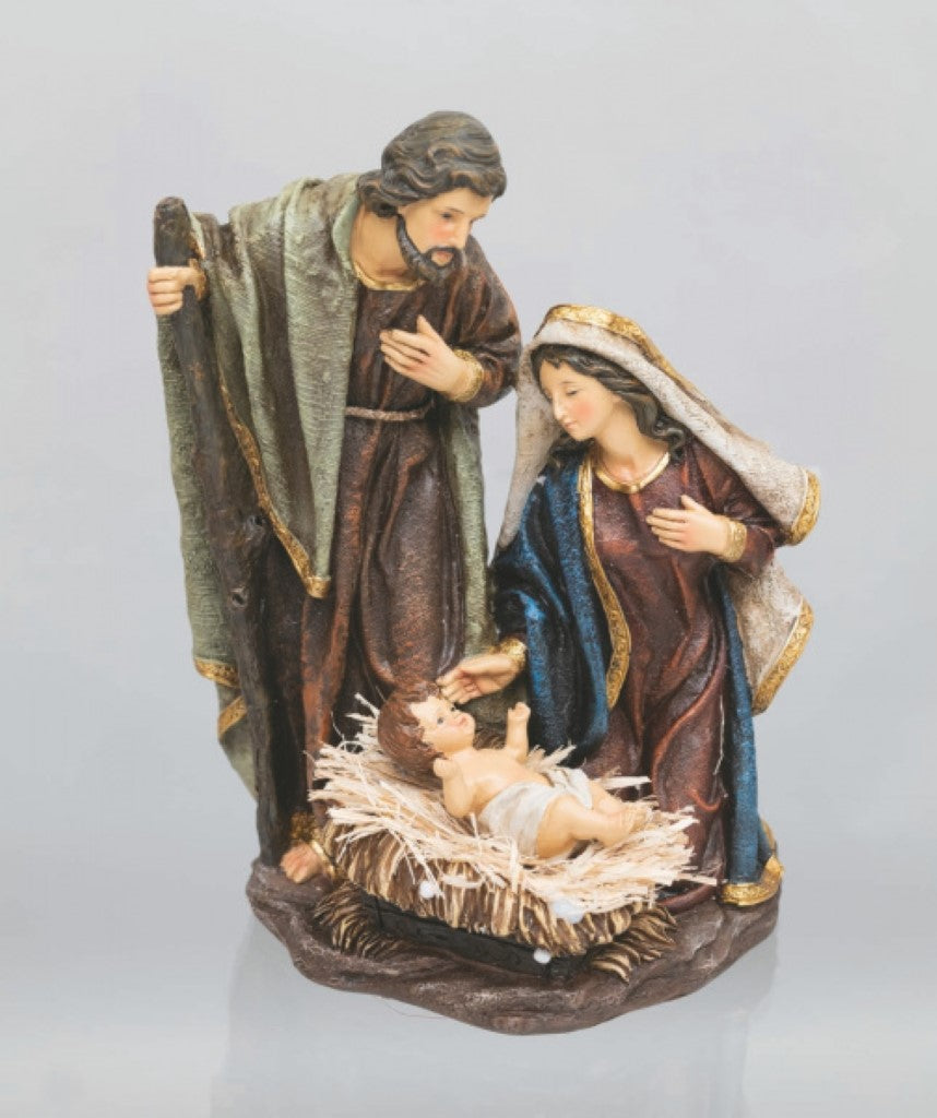 Natività in resina 28 cm con bambino su paglia