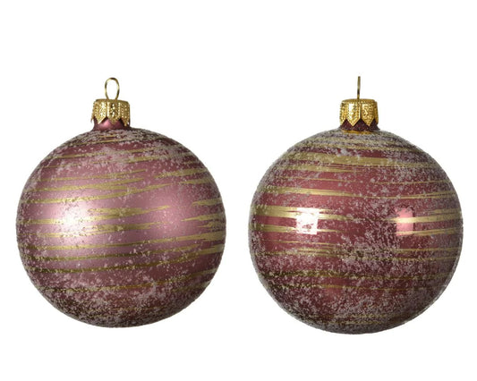 Boule de Noël en velours rose assortie D8