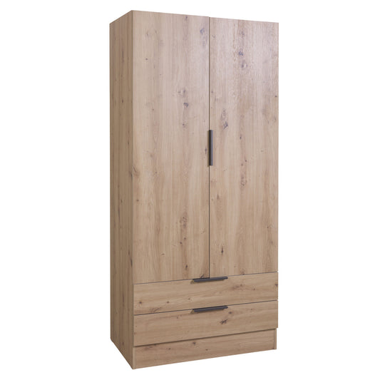 Armoire en chêne 2 portes et 2 tiroirs - 82x184x46 cm