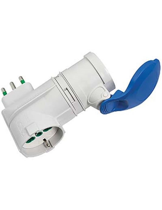 Adaptateur Prise Bleu 16A + Bypass 16A + Schuko FME 2P+T 16A IP44