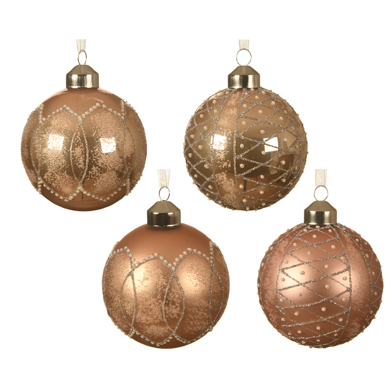 Boule de Noël en verre marron assortie Ø8 cm