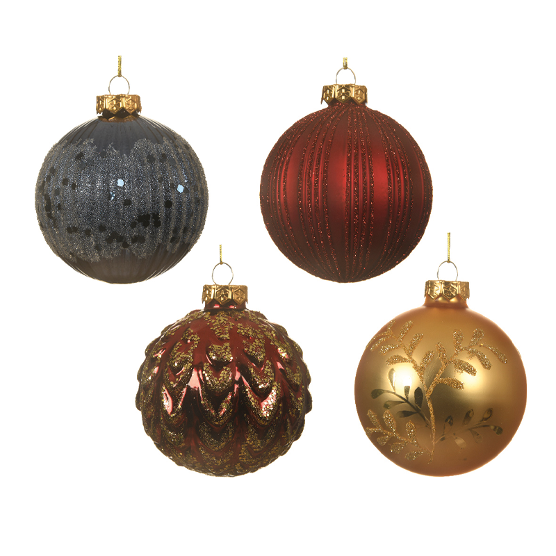 Boule de Noël assortie 4 modèles Ø8cm