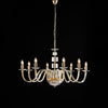 Lampadario oro con vetro, 8 luci – Cristallo sferico, Ø96 H.56-116