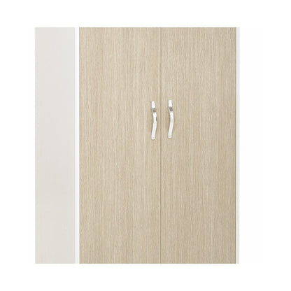 Armoire 2 portes, caisson blanc et façade couleur orme, 91x52xH 210 cm