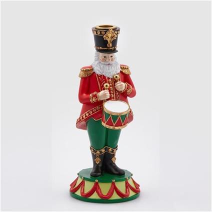 Portacandela Babbo Natale 23 cm verde rosso