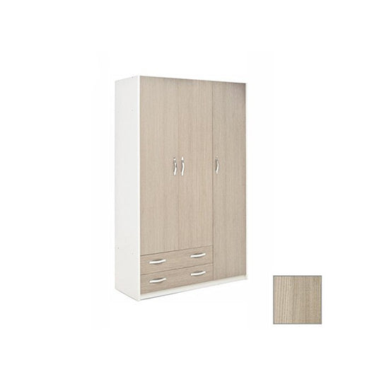 Armoire 3 portes et 2 tiroirs Commode blanche avec façade en orme 135x52xH 210 cm