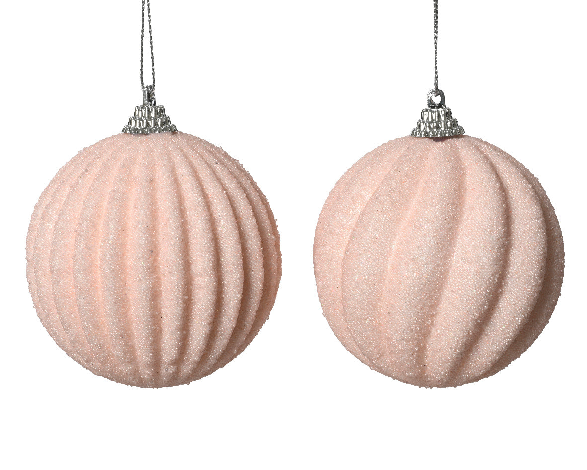 Boule de Noël Boule en mousse perles pailletées 2ass couleur rose poudré ø 8cm