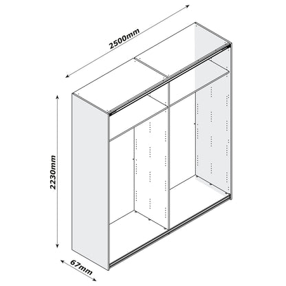 Armoire Audace 2 portes coulissantes Noyer/gris - 223x250x67 cm