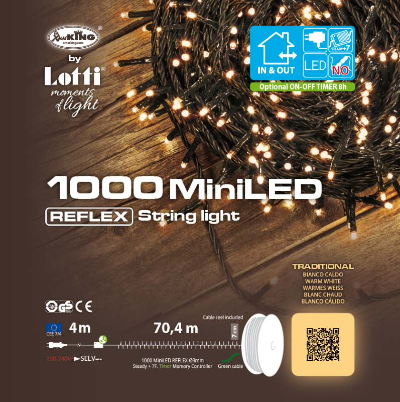 Chaîne Traditionnelle 1000 LED 60,5m sur bobine