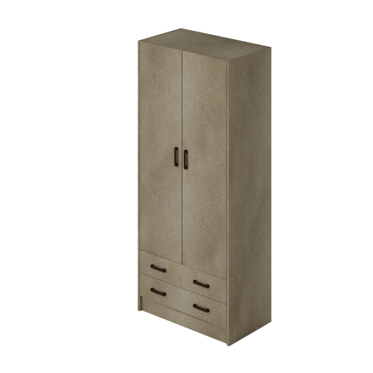 Armoire deux portes avec tiroirs couleur argile H210x90x52cm