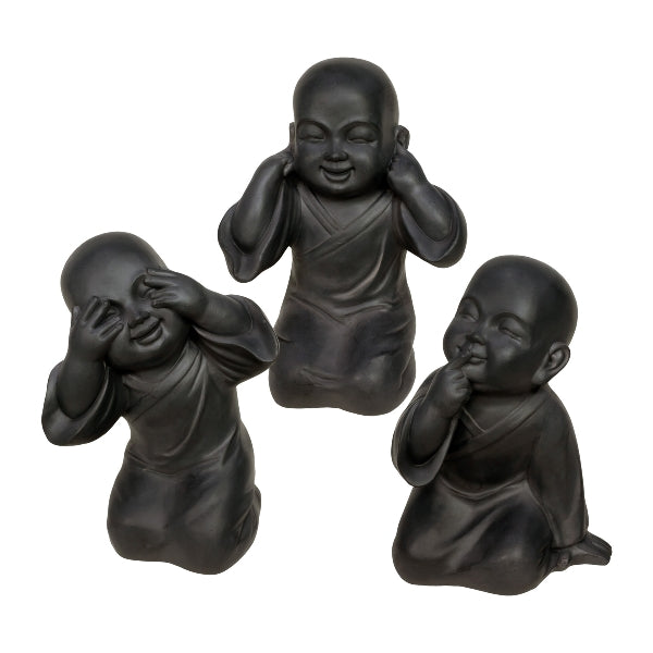 Set 3 di Buddha antracite 27x22x39 cm