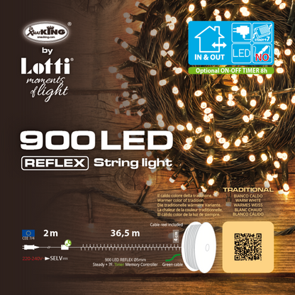 Chaîne linéaire 900 LED TRADITIONNELLE 36,5m en bobine