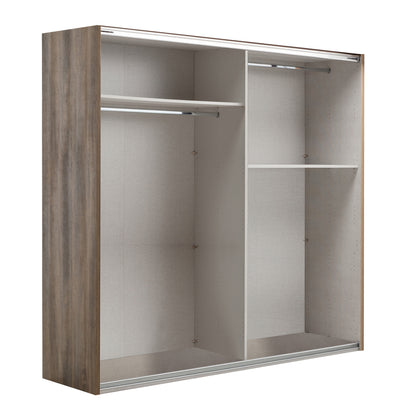 Armoire Audace 2 portes coulissantes Noyer/gris - 223x250x67 cm